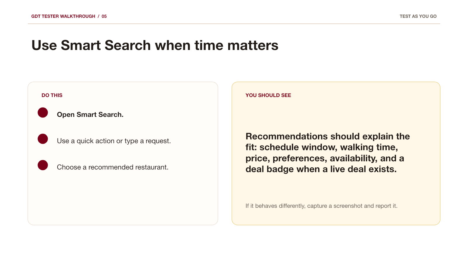 Smart Search testing flow